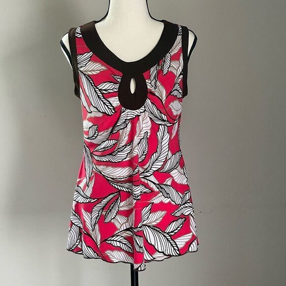 NWOT! GNW Dark Pink/Brown/White Sleeveless Blouse. Size Small. - Picture 1 of 5